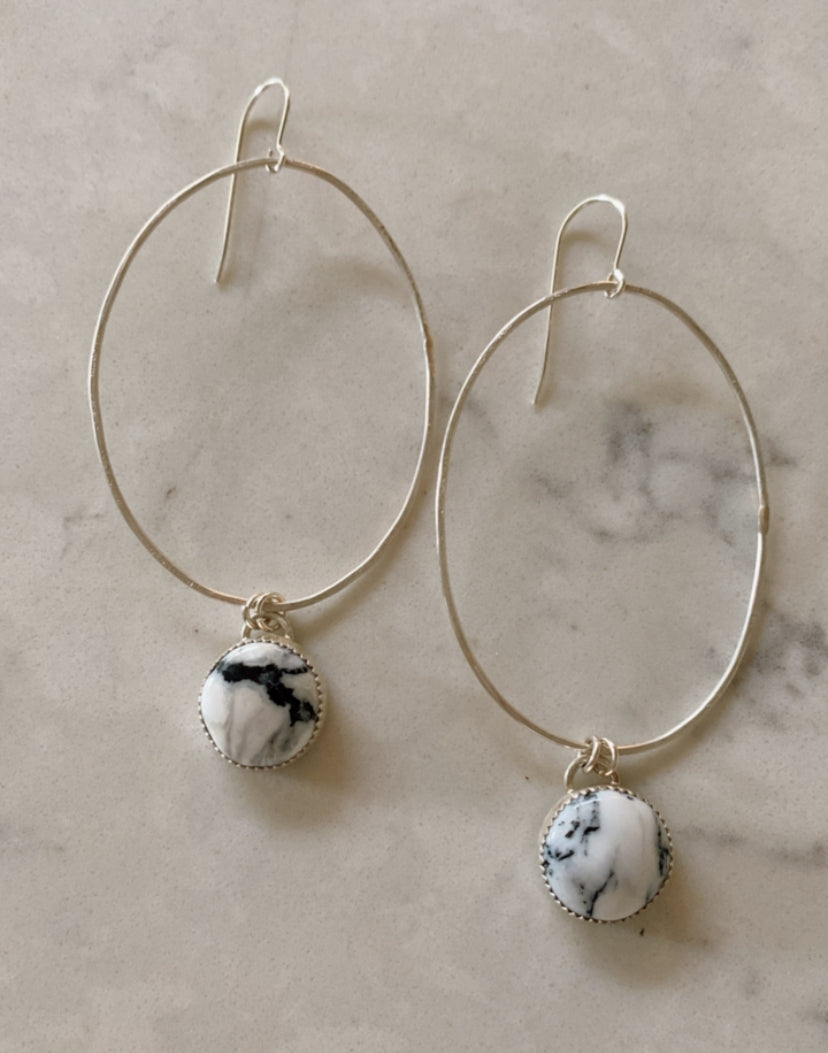 White Buffalo Hoop Earrings