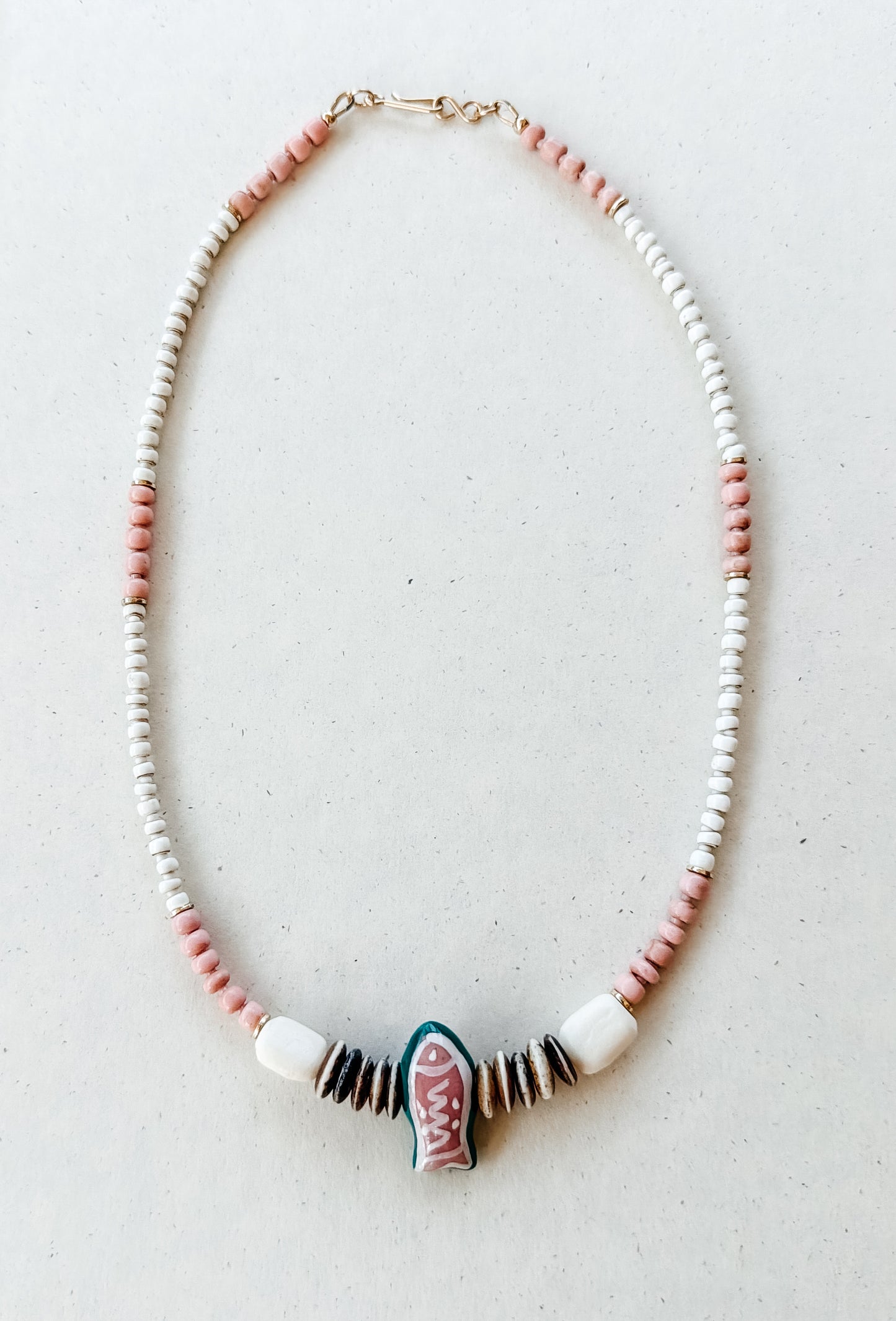 Hand Painted Ceramic Fish Bead Necklace