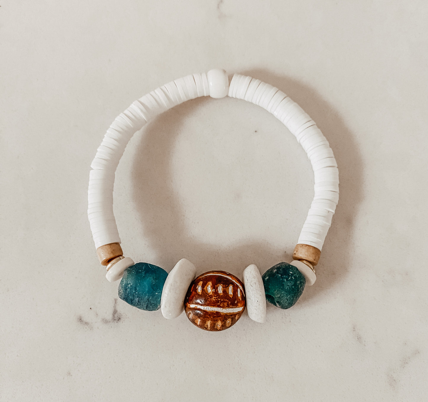 Teal/Gray Fair Trade Recycled Glass Stack Bracelet
