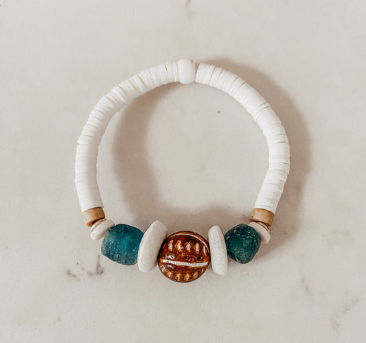 Teal/Gray Fair Trade Recycled Glass Stack Bracelet