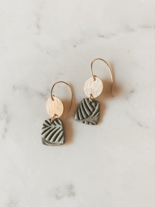 Sage Green Leaf Pattern Earrings